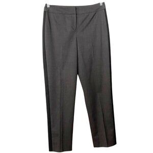KAREN MILLEN GREY TWO-TONED SIDE STRIPE WOOL BLEND ANKLE DRESS PANTS - 8
